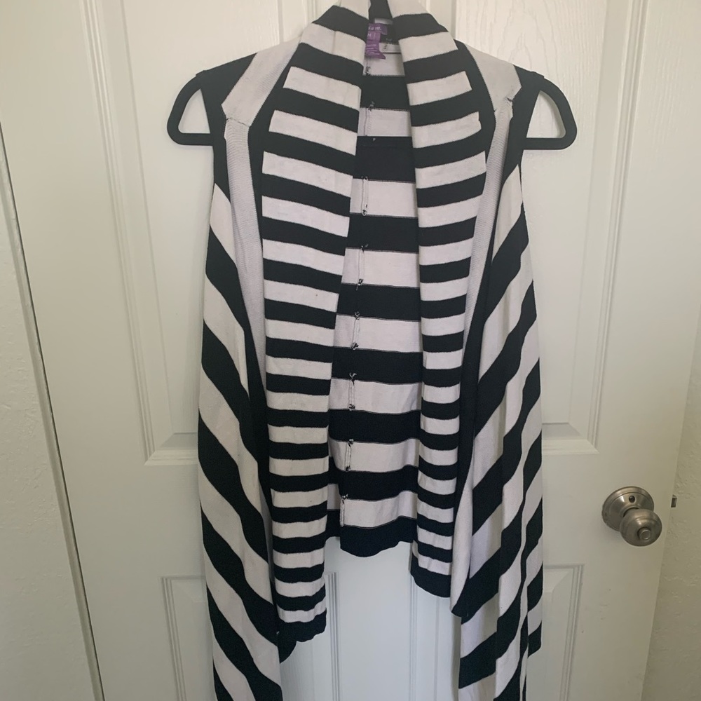 Black and white striped vest size medium